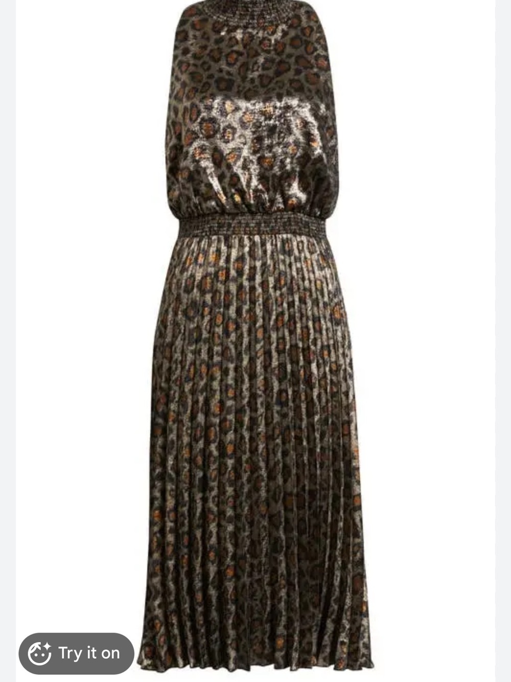 Sam Edelman Metallic Leopard-Print Halter Midi Dress - Brown Gold